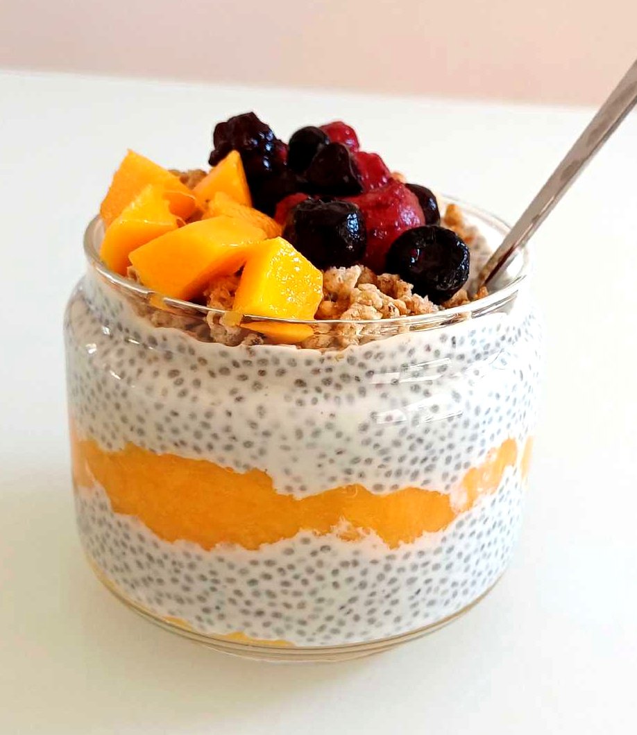 Mango Chia Parfait With Berries & Granola